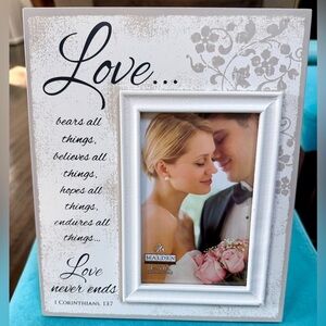 Perfect Wedding or Bridal Shower Gift/ “Love Never Ends” Wood Picture Frame